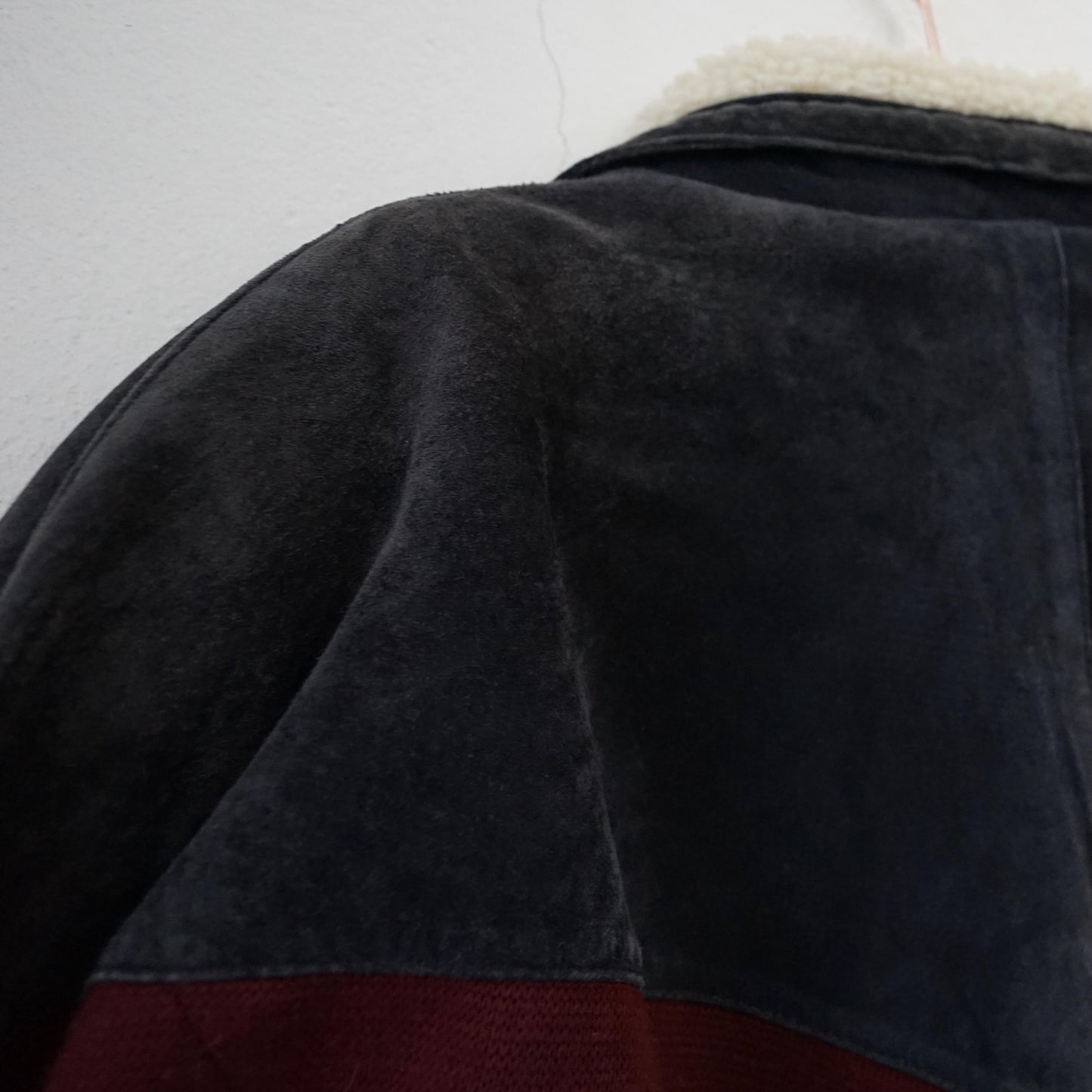 Vintage Leather Teddy Jacket men Size L