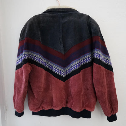 Vintage Leather Teddy Jacket men Size L