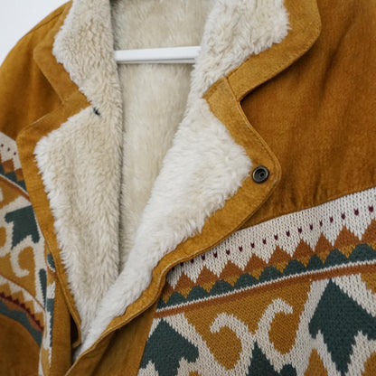 Vintage Leather Bomber Jacket men Size L Teddy lining