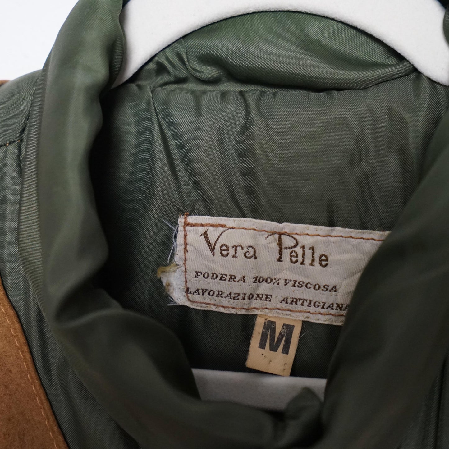 Vintage suede Vest men Size M green lining