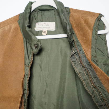 Vintage suede Vest men Size M green lining