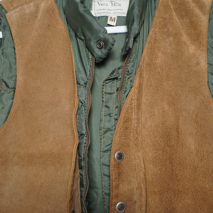 Vintage suede Vest men Size M green lining