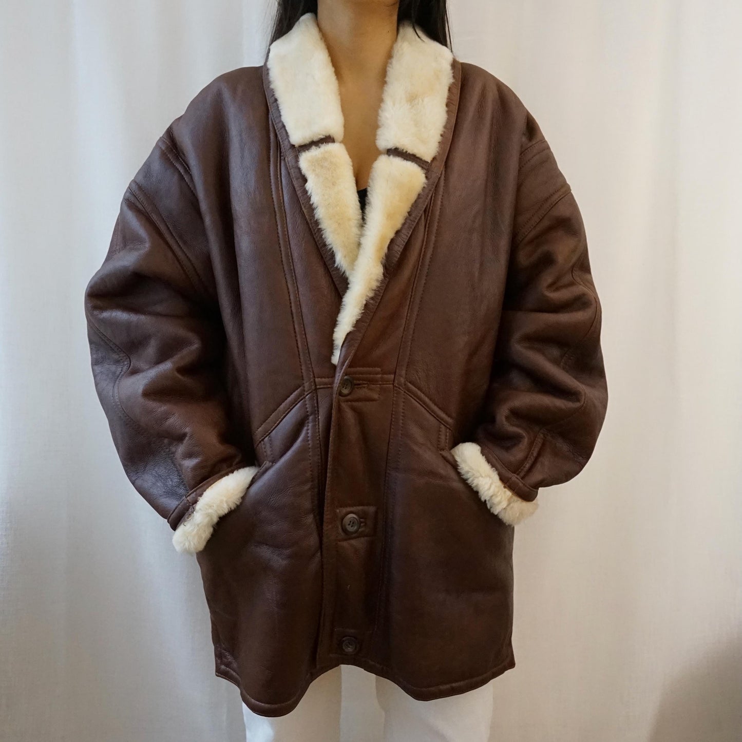 Vintage brown Shearling Coat Size L
