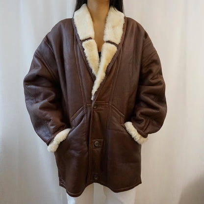 Vintage brown Shearling Coat Size L