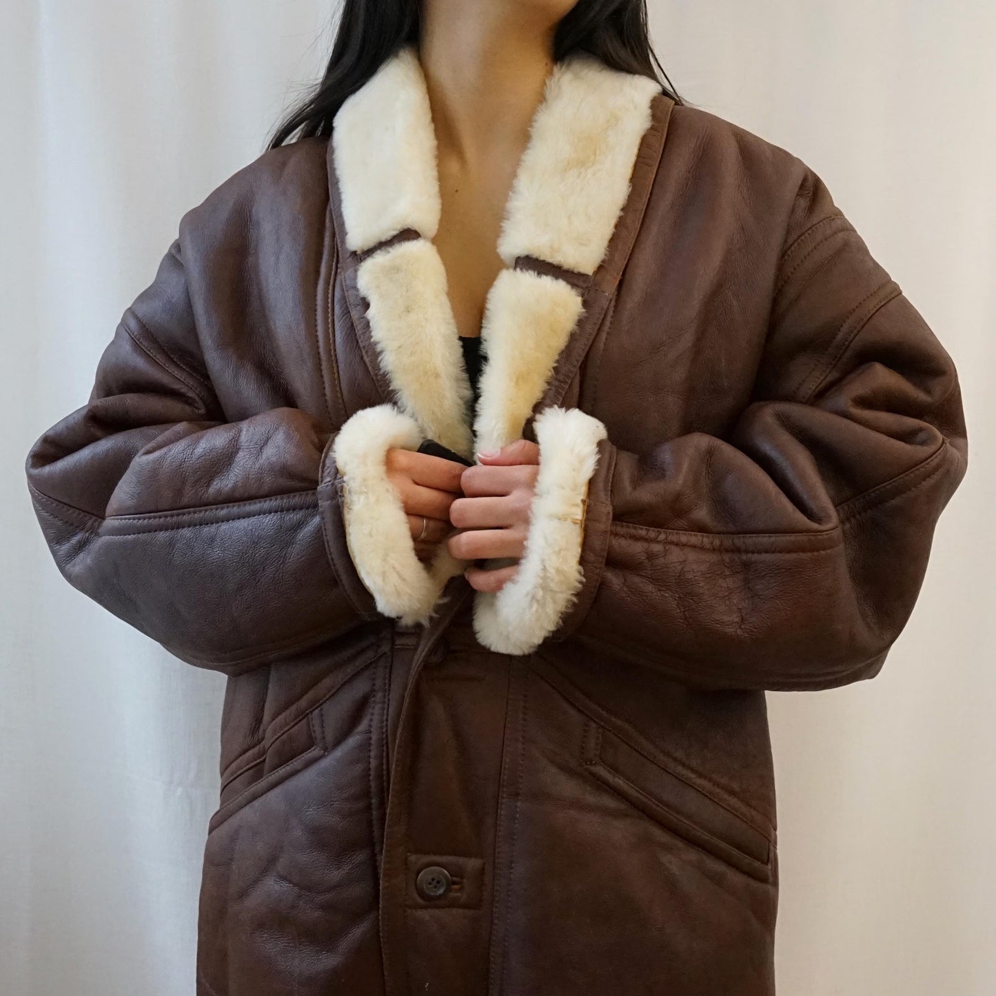 Vintage brown Shearling Coat Size L