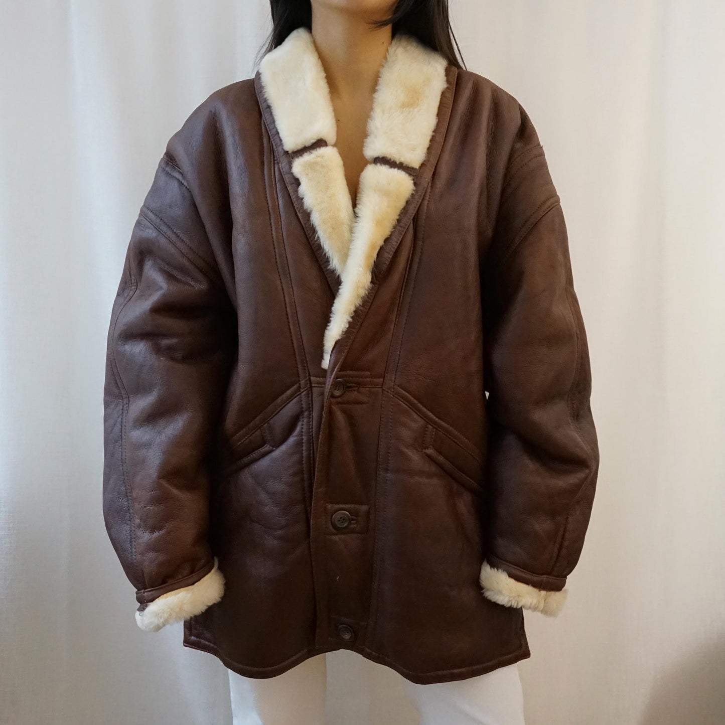 Vintage brown Shearling Coat Size L