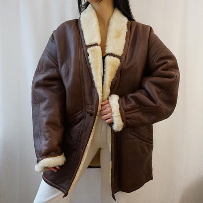 Vintage brown Shearling Coat Size L