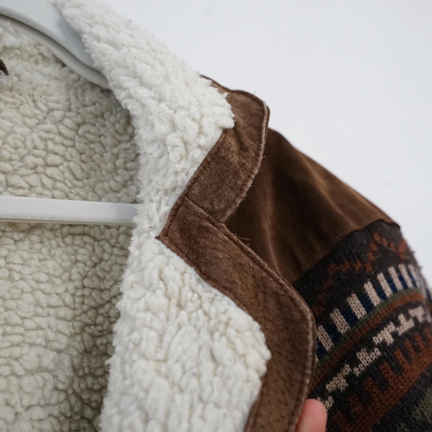 Vintage Leather Teddy Jacket Size S