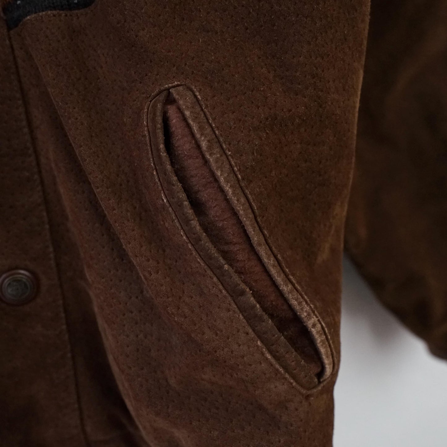 Vintage Leather Teddy Jacket Size S