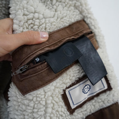 Vintage Leather Teddy Jacket Size S