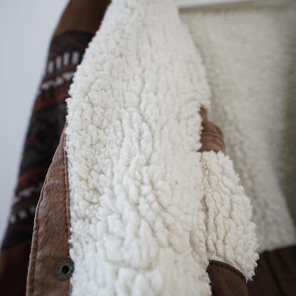 Vintage Leather Teddy Jacket Size S