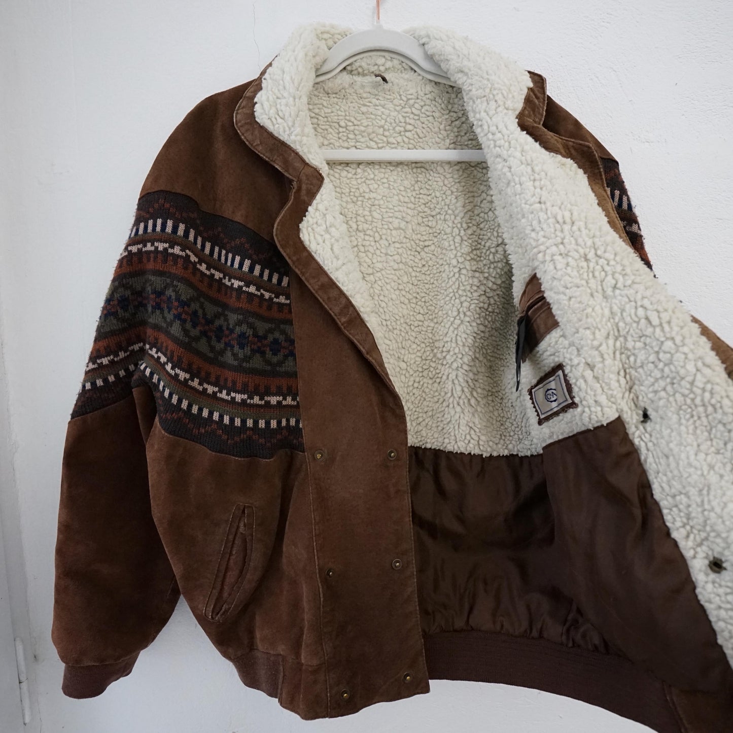 Vintage Leather Teddy Jacket Size S