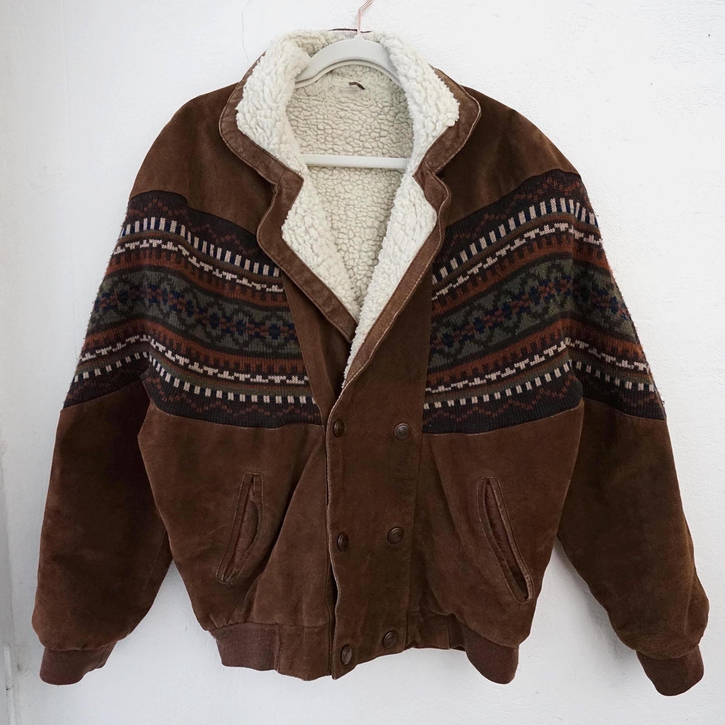 Vintage Leather Teddy Jacket Size S