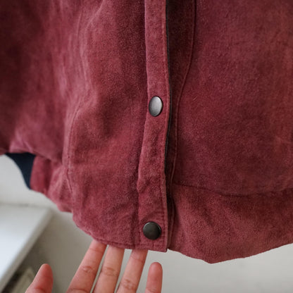 Vintage Leather Teddy Jacket men Size L