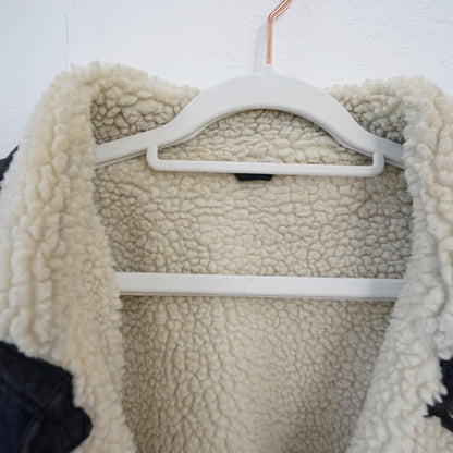 Vintage Leather Teddy Jacket men Size L