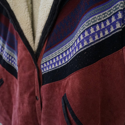 Vintage Leather Teddy Jacket men Size L