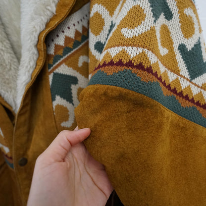 Vintage Leather Bomber Jacket men Size L Teddy lining