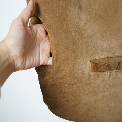 Vintage suede Vest men Size M green lining