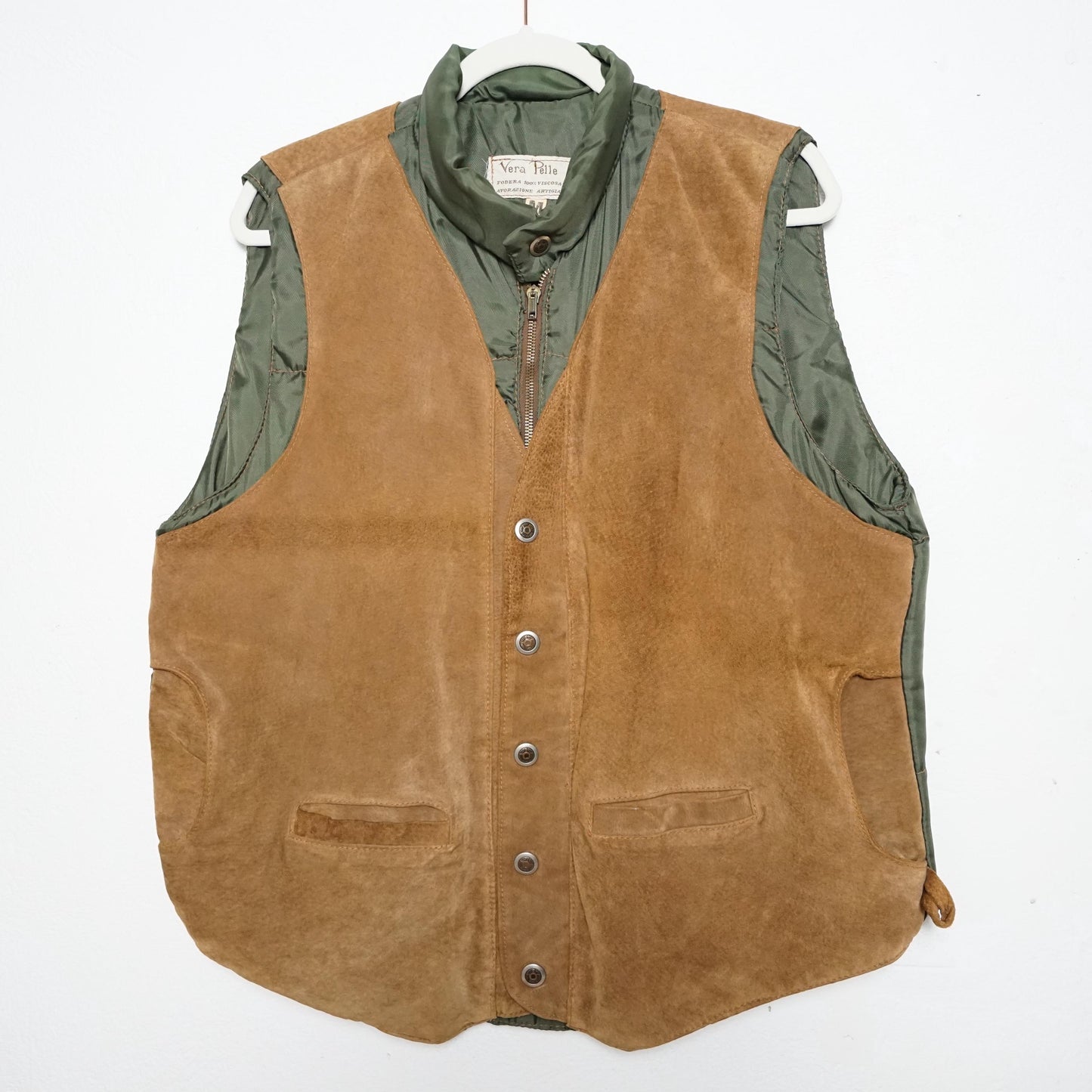 Vintage suede Vest men Size M green lining