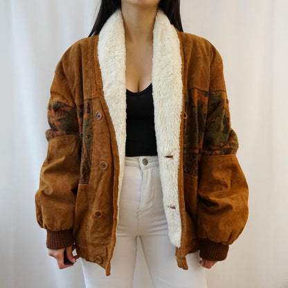 Vintage leather bomber Jacket Size L
