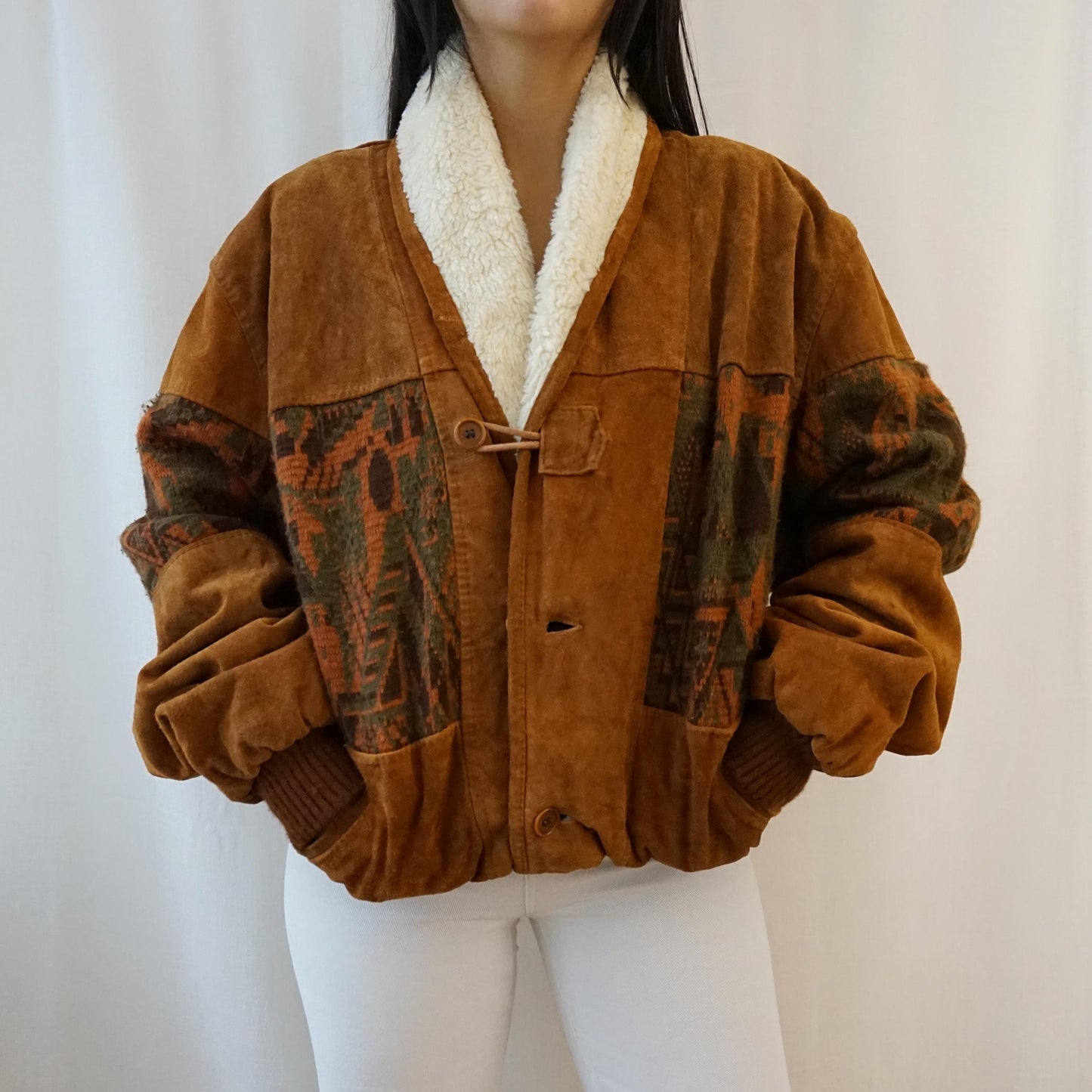 Vintage leather bomber Jacket Size L