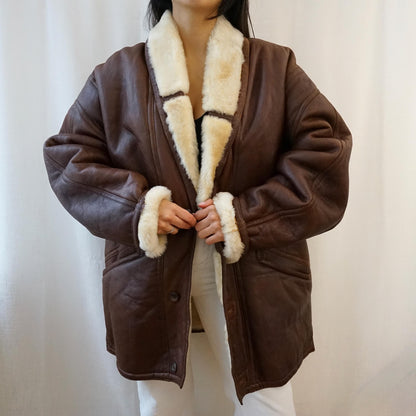 Vintage brown Shearling Coat Size L