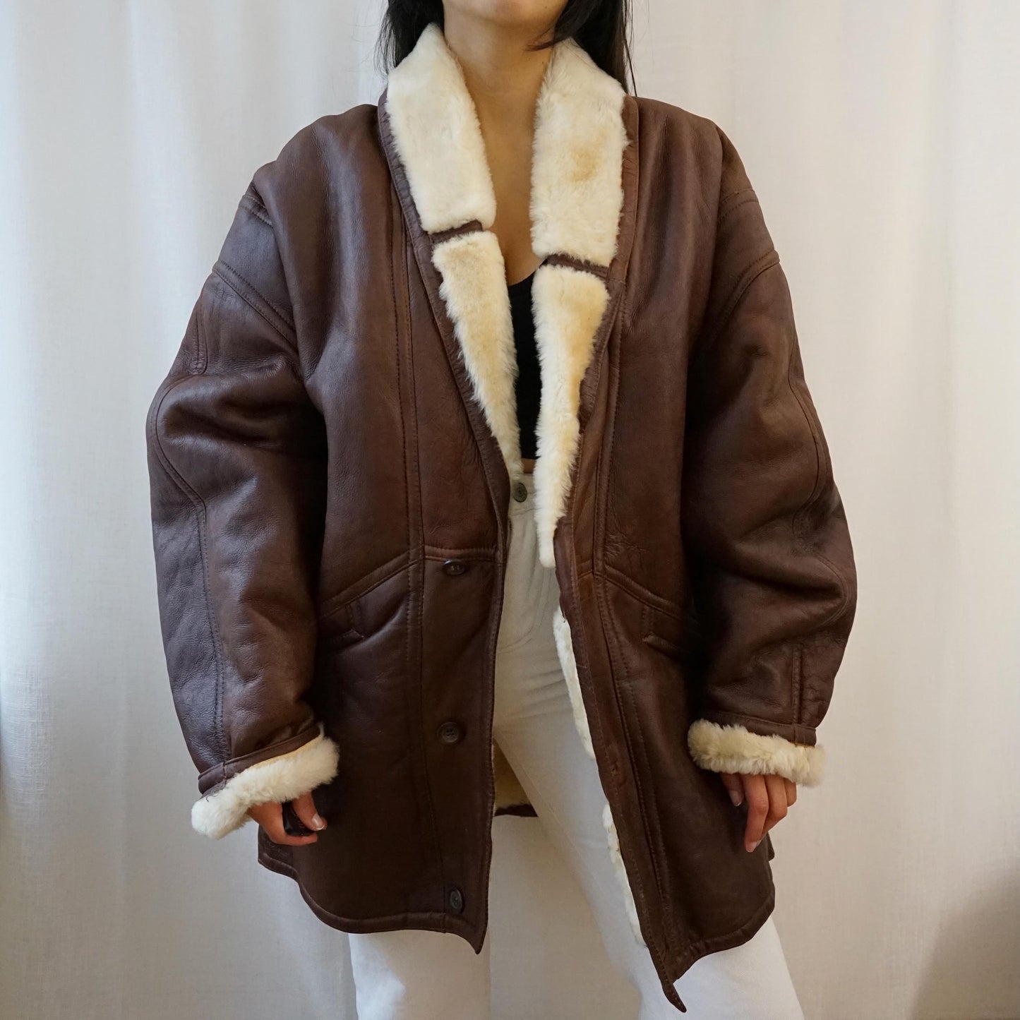 Vintage brown Shearling Coat Size L