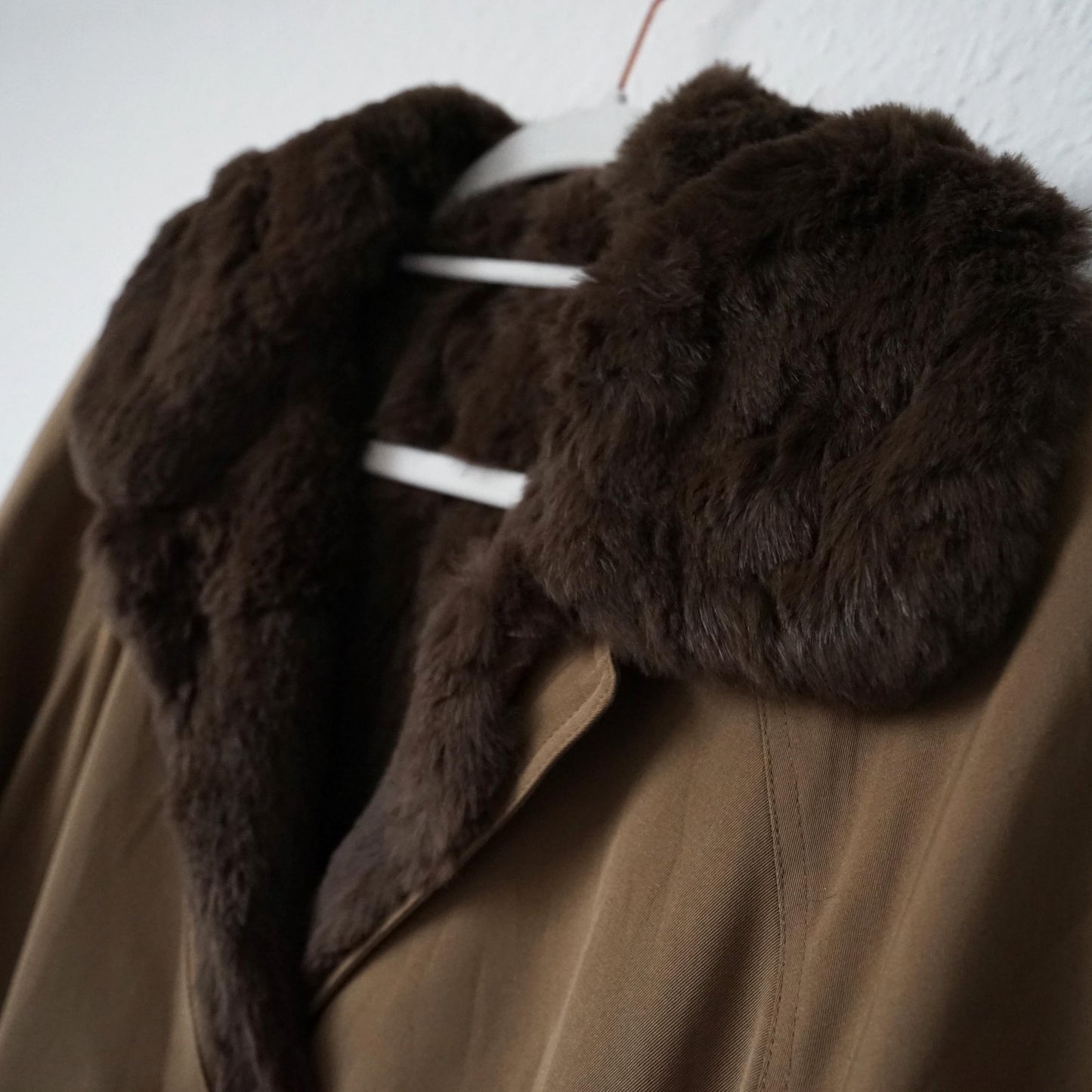 Vintage 70s Trench Coat Size M faux fur
