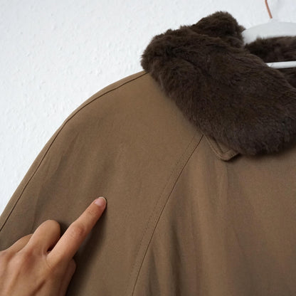Vintage 70s Trench Coat Size M faux fur
