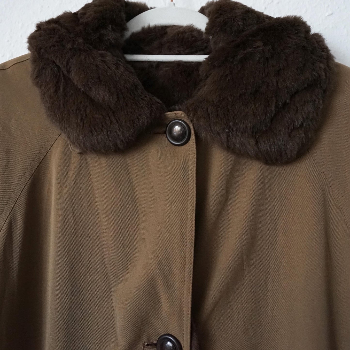 Vintage 70s Trench Coat Size M faux fur