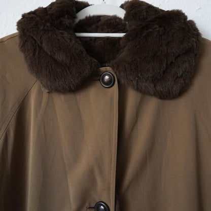 Vintage 70s Trench Coat Size M faux fur