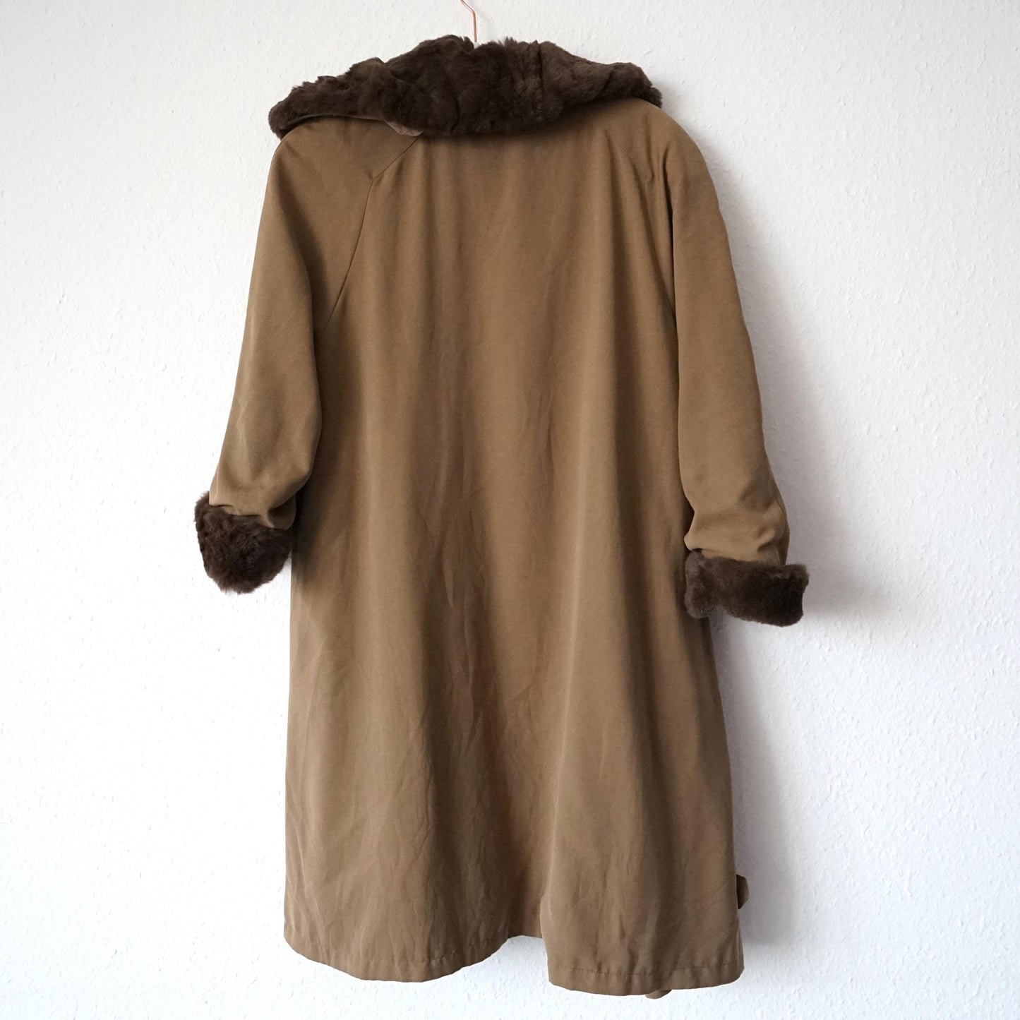 Vintage 70s Trench Coat Size M faux fur