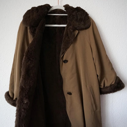 Vintage 70s Trench Coat Size M faux fur