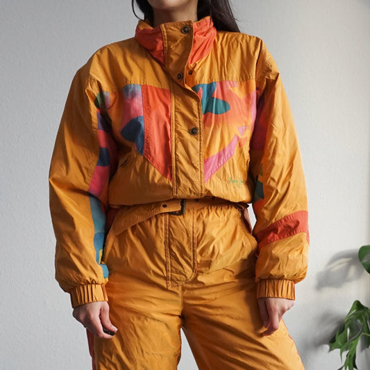 Vintage 80s ski suit size M orange