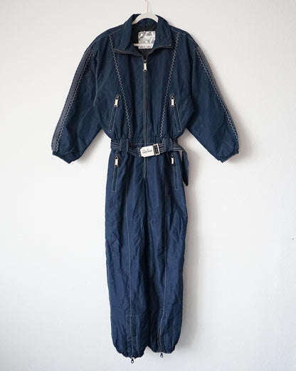 Vintage 80s ski suit size M-L embroidery blue