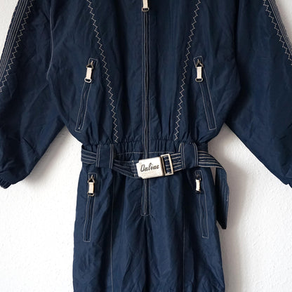 Vintage 80s ski suit size M-L embroidery blue