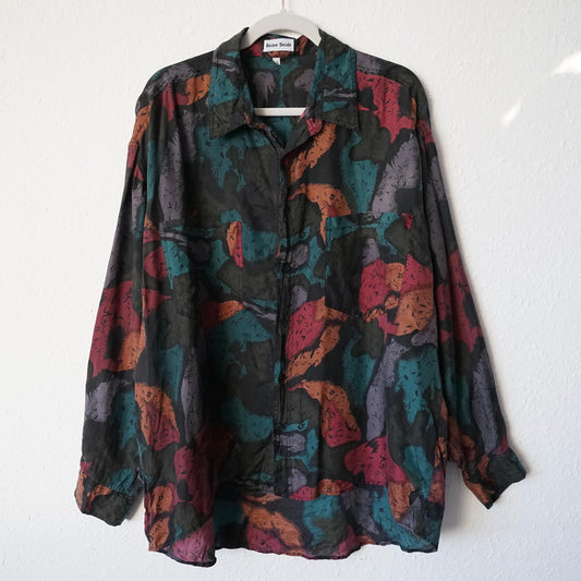 Vintage 80s silk shirt men size XL