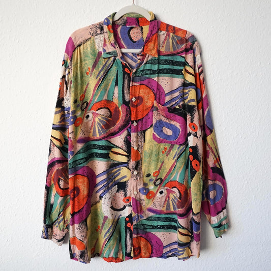 Vintage 80s colorful Shirt men size XL
