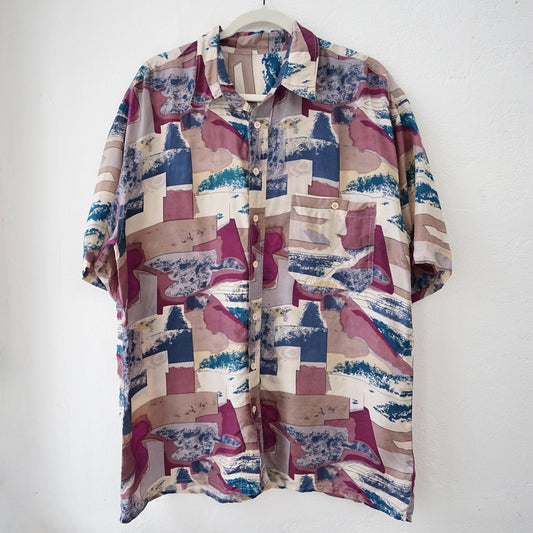 Vintage 80s silk shirt men size M
