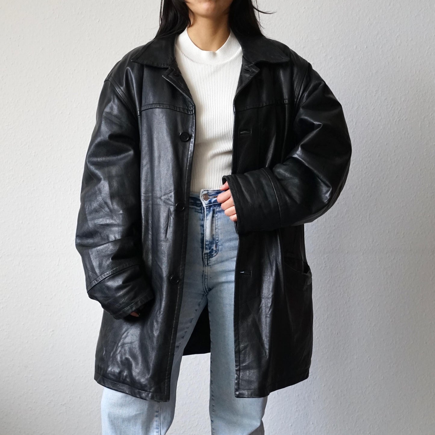 Vintage 90s leather jacket men size L