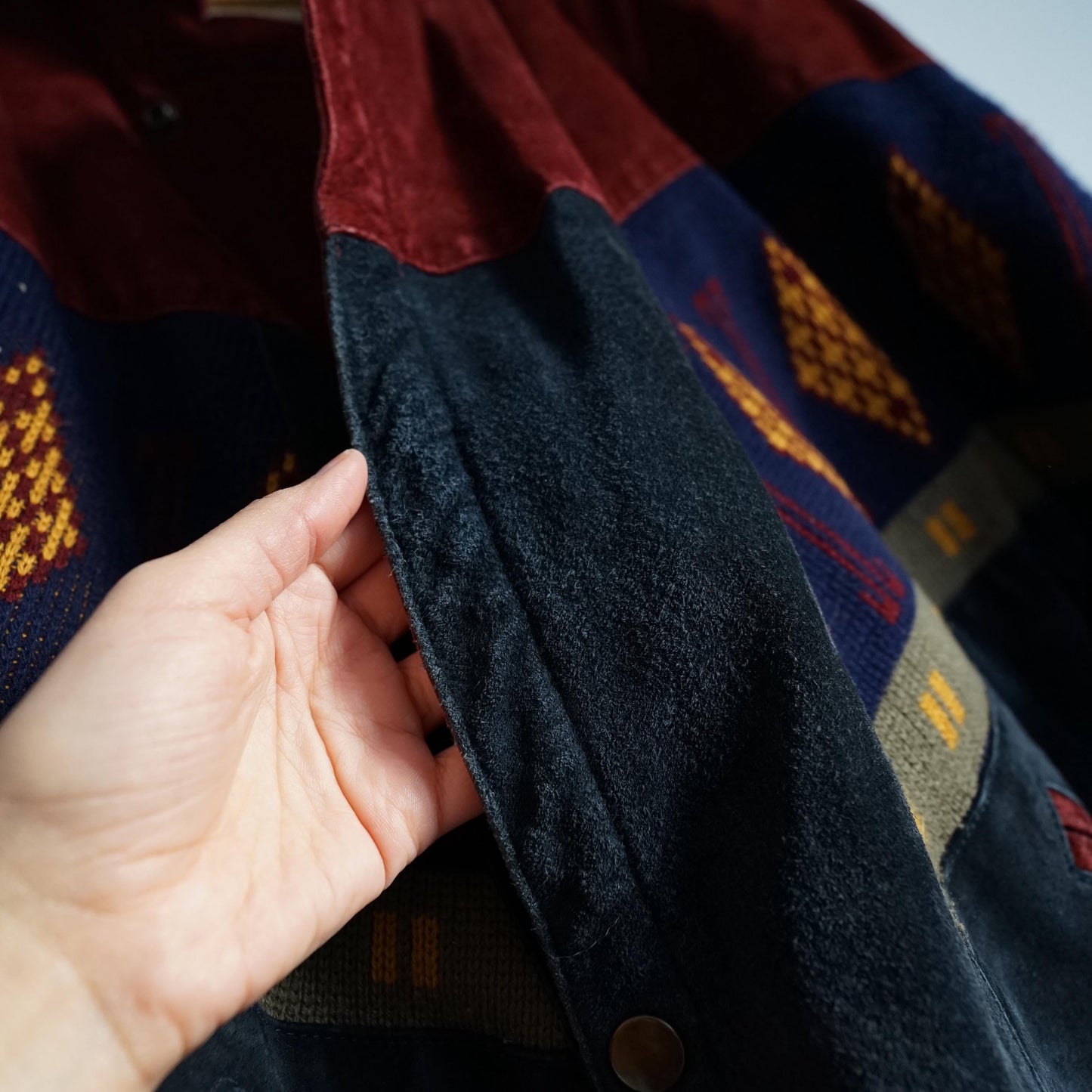 Vintage Leather Bomber Jacket men Size M