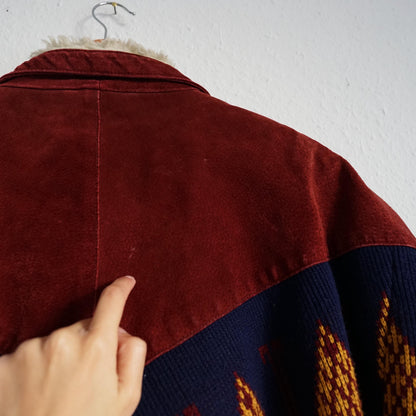 Vintage Leather Bomber Jacket men Size M