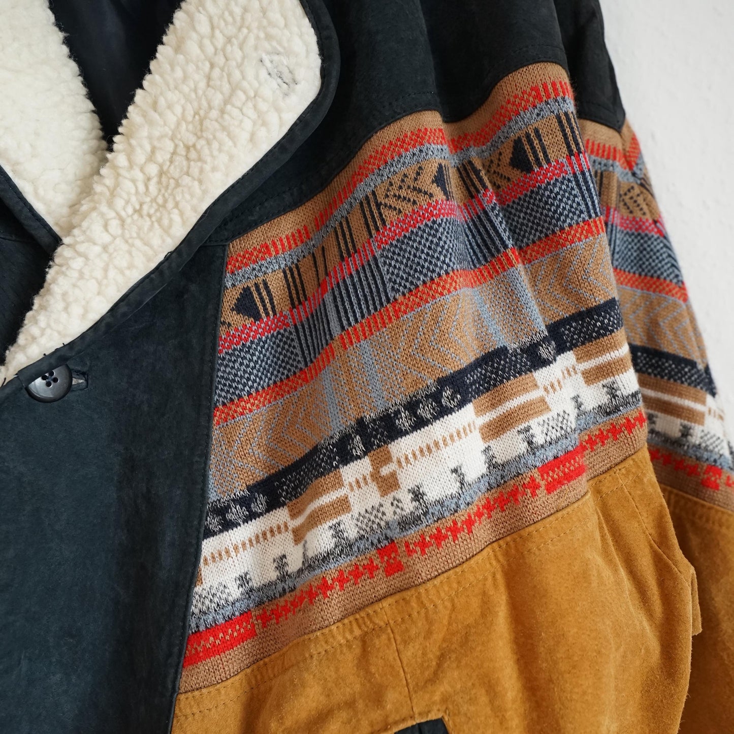 Vintage Suede Bomber Jacket men Size L