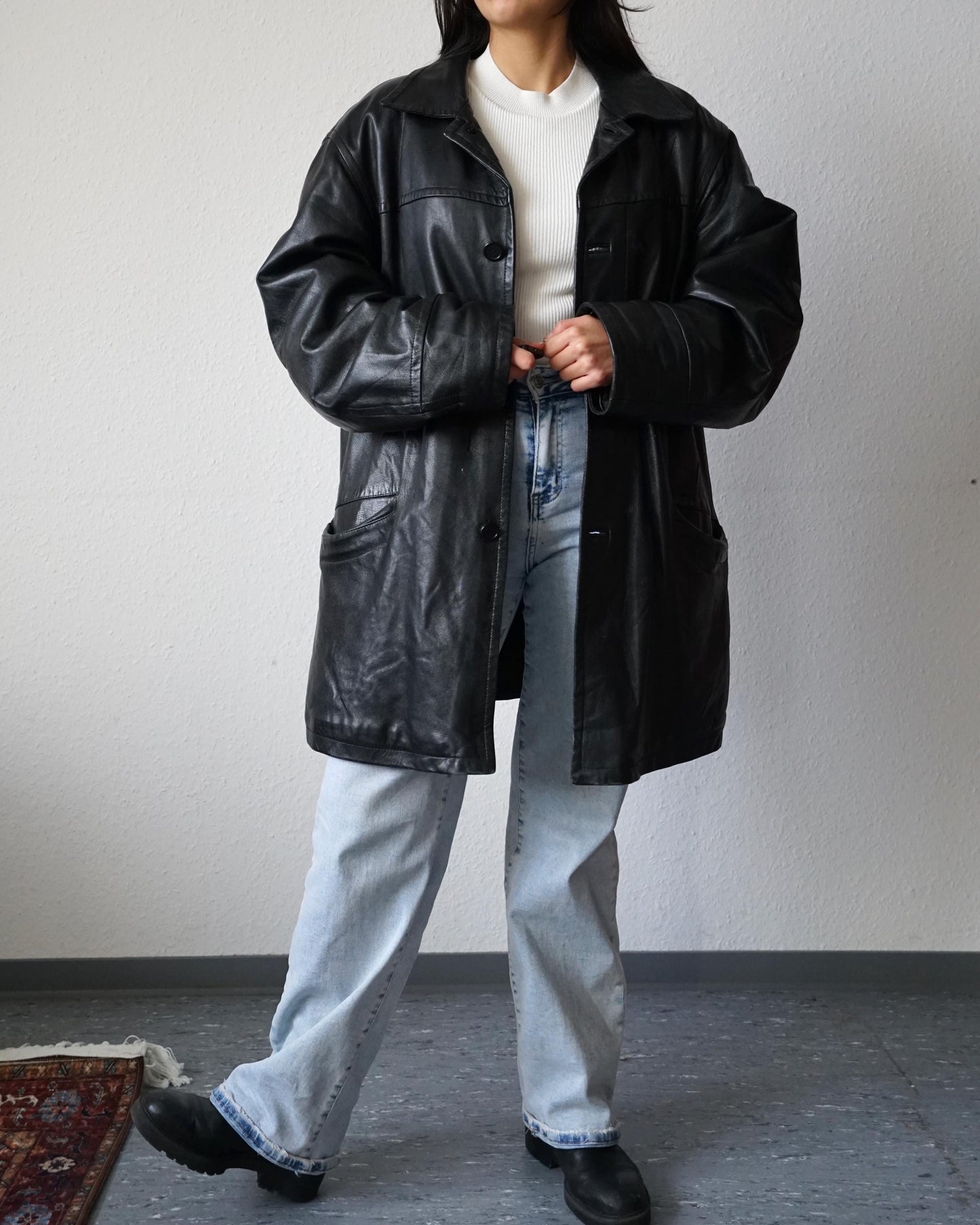 Vintage 90s leather jacket men size L