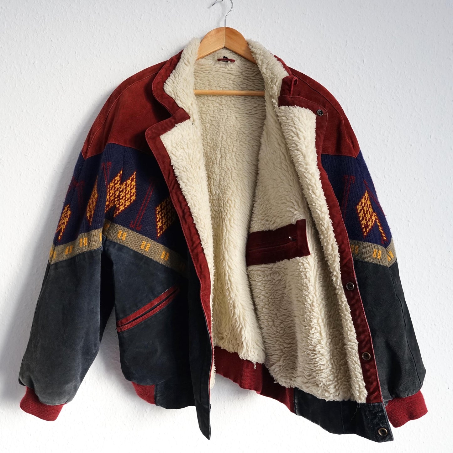 Vintage Leather Bomber Jacket men Size M