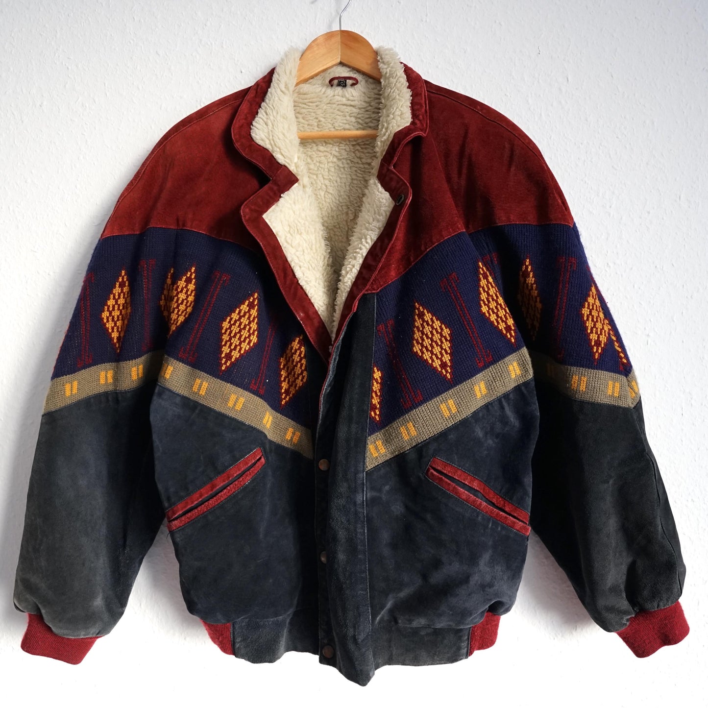 Vintage Leather Bomber Jacket men Size M