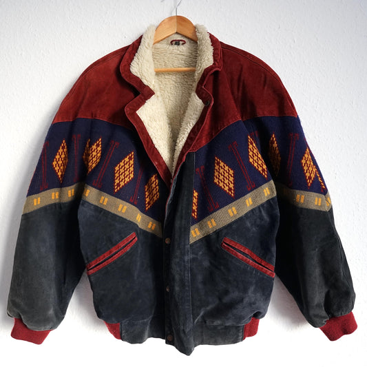 Vintage Leather Bomber Jacket men Size M