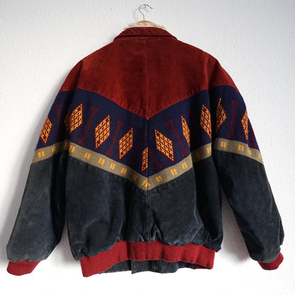 Vintage Leather Bomber Jacket men Size M