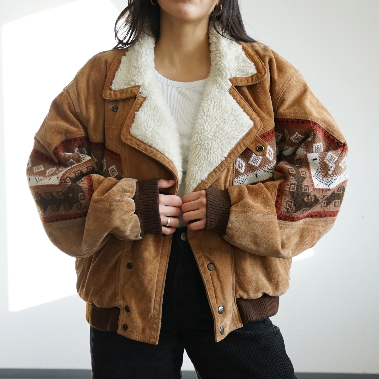 Vintage Suede Bomber Jacket Size S-M