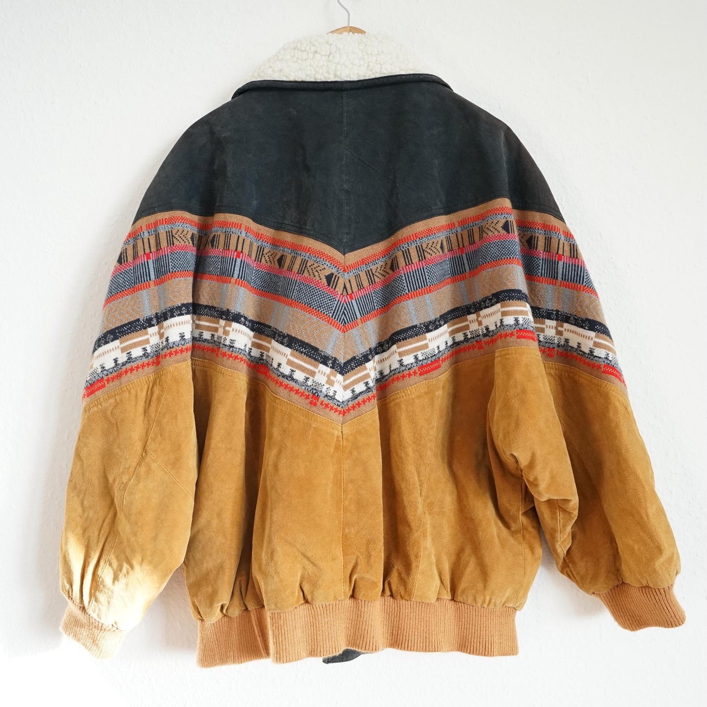 Vintage Suede Bomber Jacket men Size L